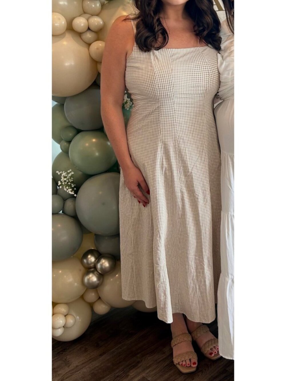 Abercrombie & Fitch Beige Gingham Midi Dress XXL